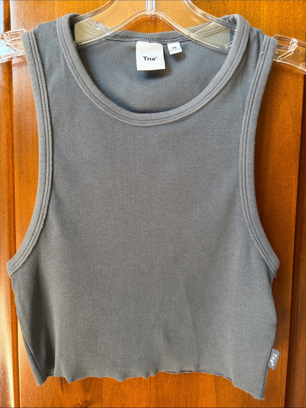 TNA Grey Ribbed Cropped Tank